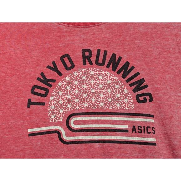ASICS Tokyo Running Shirt Red Crew Neck Faded T Men’s Size L - Picture 2 of 6
